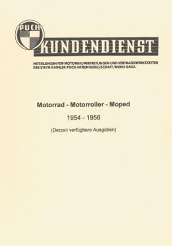 Puch Kundendienstmitteilungen für Vertragswerkstätten 1951 - 1956