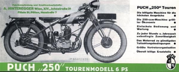 Puch 250 Touren, 250 Sport, 500 N, Prospekt-Reprint