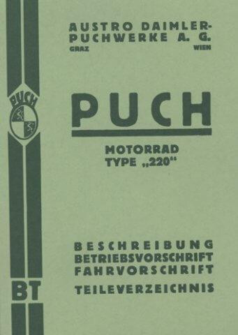 Puch 220, Betriebsanleitung und Ersatzeilkatalog