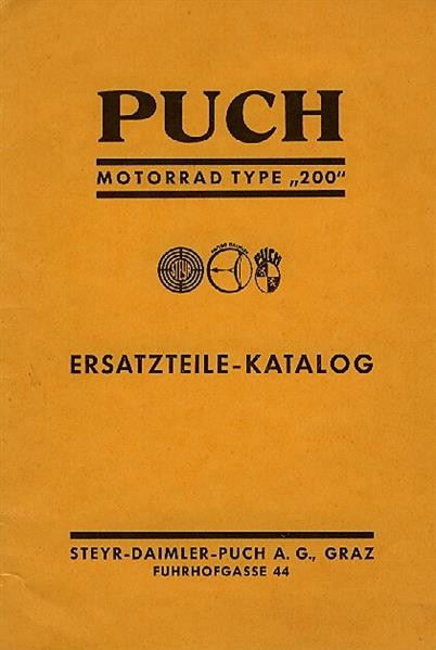 Puch Motorrad Typ 200 mit Pressstahlrahmen, Ersatzteilkatalog