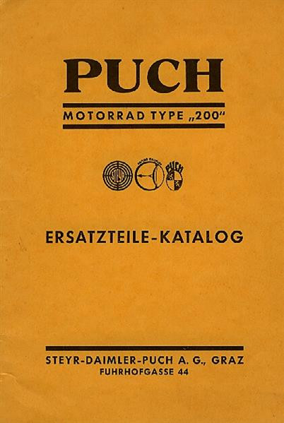 Puch Motorrad Typ 200 mit Pressstahlrahmen, Ersatzteilkatalog