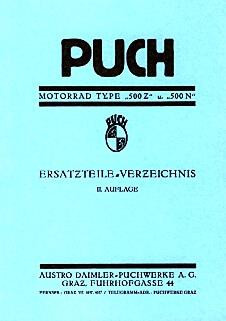 Puch Motorrad, Type 500 Z und N, Ersatzteilkatalog