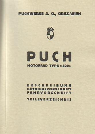 Puch 500 mit JAP-Motor Betriebsanleitung und Ersatzteilkatalog