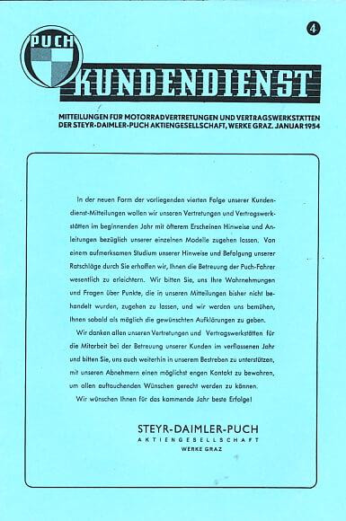 Puch Kundendienstmitteilung Nr. 4 für Vertragswerkstätten