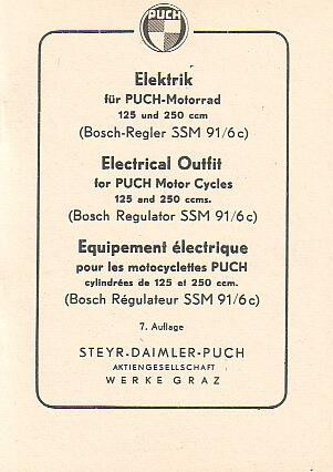 Elektrik für Puch Motorrad 125 bis 250 ccm