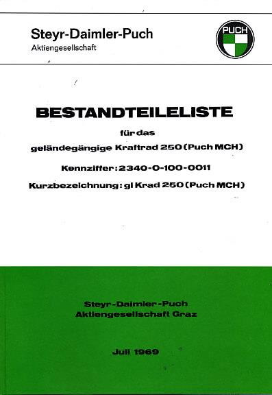 Puch 250 MCH (österreichisches Bundesheer), Ersatzteilkatalog