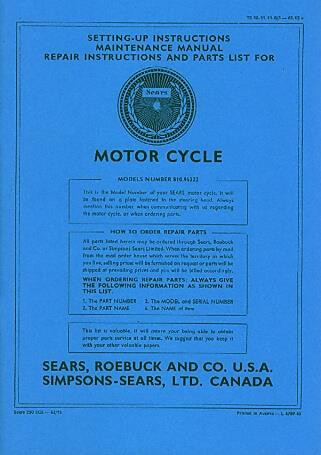 Allstate 250 SGS - Owners Manual, Repair Manual, Spare-parts Catalog