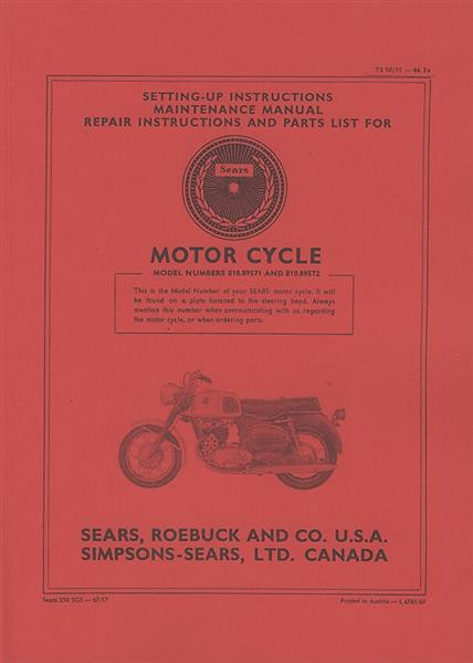 Allstate 250 SGS/3 - Owners Manual, Repair Manual, Spare-parts Catalog