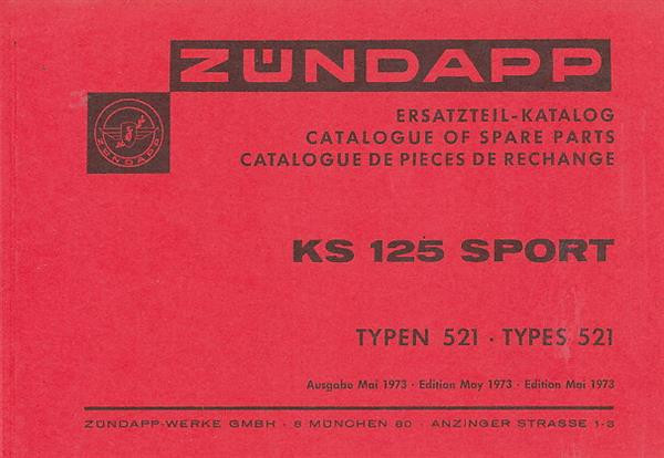 Zündapp KS125 Sport  Typen 521  Ersatzteilkatalog