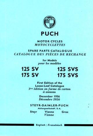 Puch Motocycles 125 SV, SVS, 175 SV, SVS, Ersatzteilkatalog