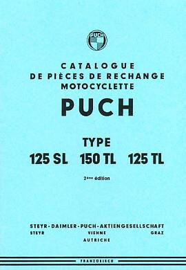 Puch Motocyclette, Type 125 SL, 150 TL, 125 TL, Catalogue de Pieces de Rechange