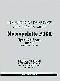 Puch 125-Sport (125 SL) Instructions de Service Complémentaires