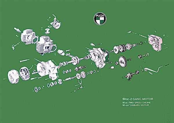 Puch 2-Gang-Schalter Motor Original Poster