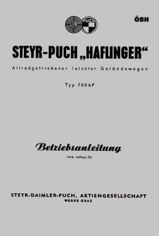 Puch Haflinger 700 AP "österr. Bundesheer" Betriebsanleitung