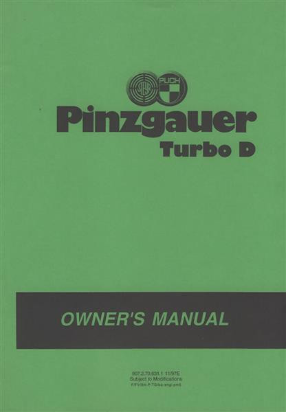 Puch Pinzgauer Turbo Diesel, P 80, P 90, P 93, Owners Manual