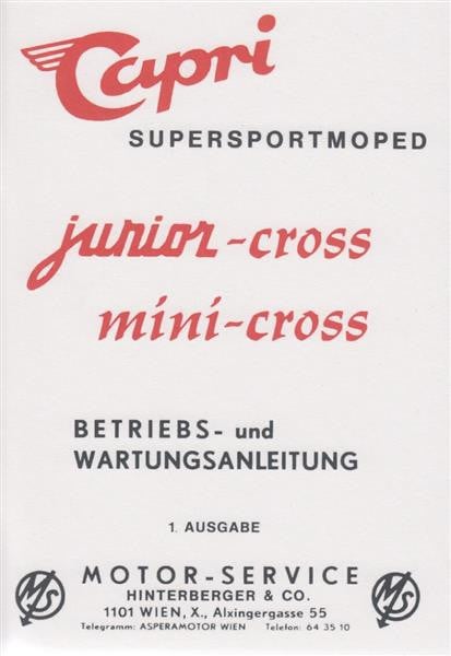 Capri Junior-Cross und Mini-Cross Betriebsanleitung