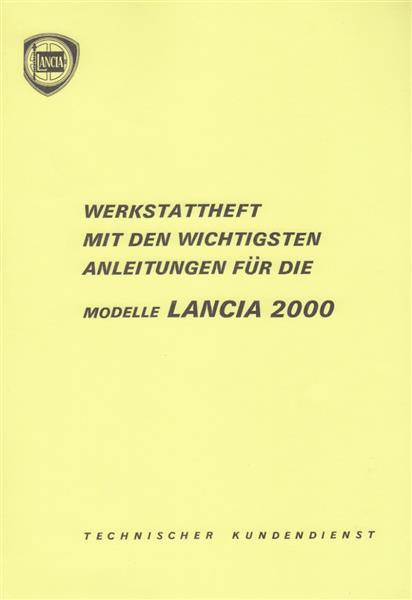 Lancia Modelle 2000, Werkstattheft