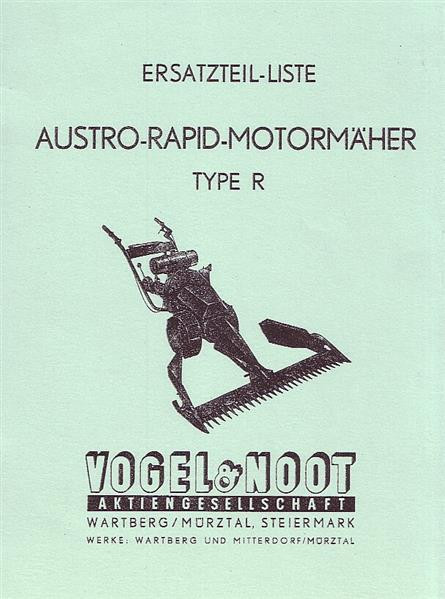 Vogel & Noot Austro Rapid Motormäher Typ R, Vogel & Noot, Ersatzteilkatalog