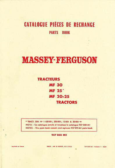 Massey-Ferguson MF 30, MF 25, MF 20 - 25 Ersatzteilkatalog