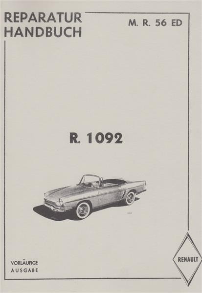 Renault Floride, Typ R. 1092, Reparatur Handbuch