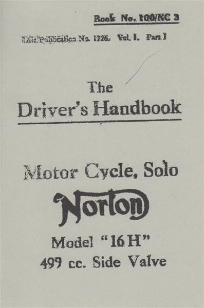 The Driver's Handbook, Norton 16 H, 500 ccm