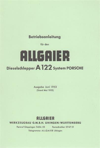 Allgaier A122 Traktor Betriebsanleitung