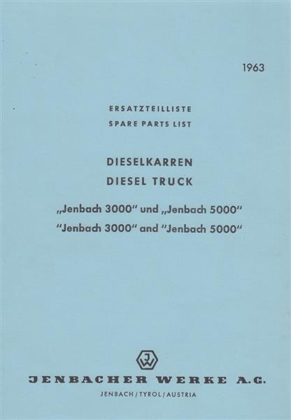 Jenbach 3000 und 5000 Dieselkarren, Ersatzteilliste