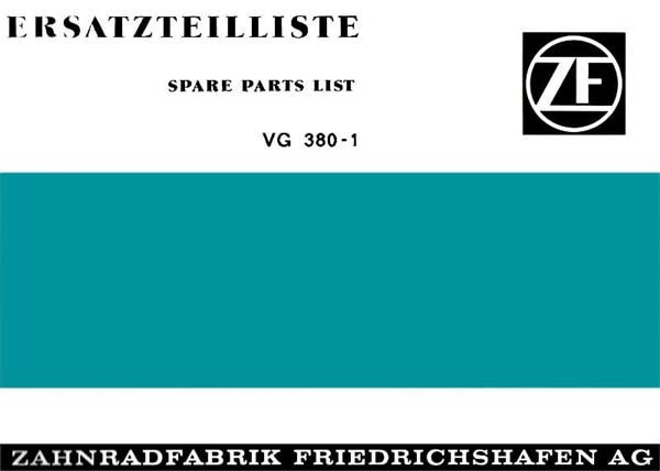ZF VG 380-1, Verteilergetriebe, Ersatzteilliste