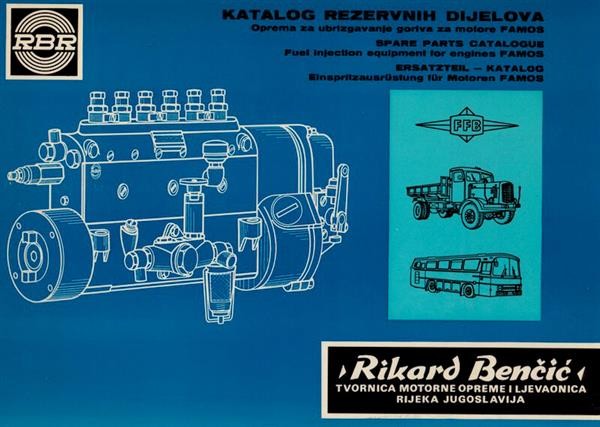 Rikard Bencic-Rijeka, Einspritzausrüstung für Famos-Motoren, Ersatzteil-Katalog