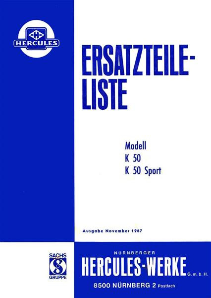 Hercules K50 und K50 Sport, Ersatzteileliste (Fahrgestell)
