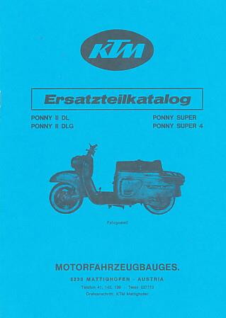 KTM Motorfahrzeugbau Ponny II DL/DLG, Super/ Super 4 Fahrgestell, Ersatzteilkatalog