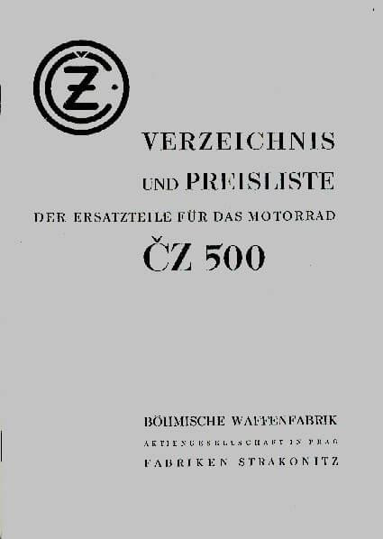 CZ 500 ccm 2-Zylinder 2-Takt, Ersatzteilkatalog