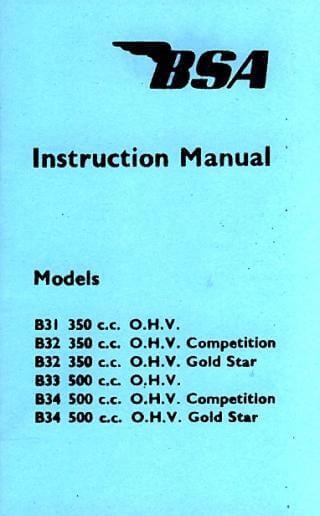 BSA B 31, B 32, B 33, B 34 Modelle Betriebsanleitung