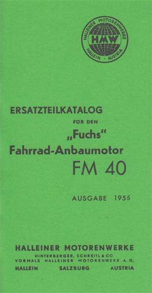 HMW "Fuchs" Fahrradhilfsmotor FM 40, Ersatzteilkatalog