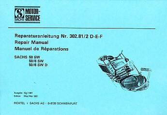 Sachs 50 SW, 5- und 6-Gang-Motor, wassergekühlt, Reparaturanleitung