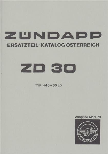 Zündapp ZD 30 (Typ 446-60 LO), Ersatzteil-Katalog Österreich