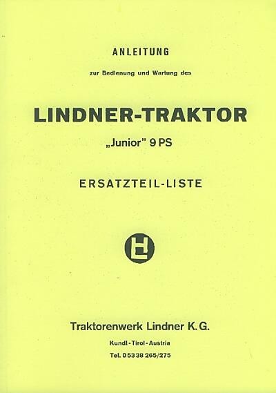 Lindner Junior Betriebsanleitung und Ersatzteilkatalog