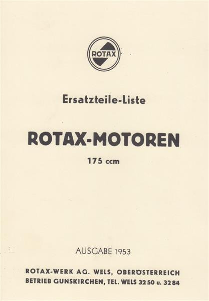 Rotax Motoren 175 ccm, Type R 35, Ersatzteile-Liste