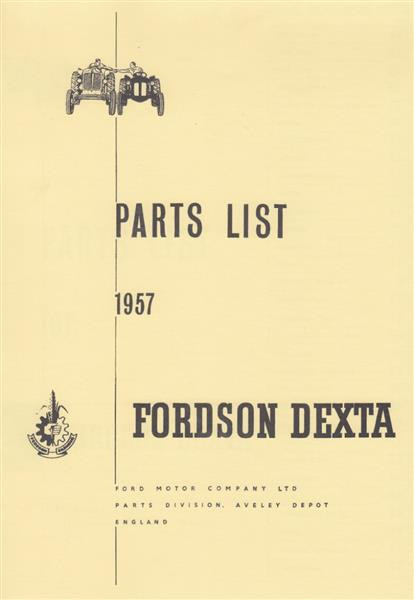 Fordson Dexta, Parts List