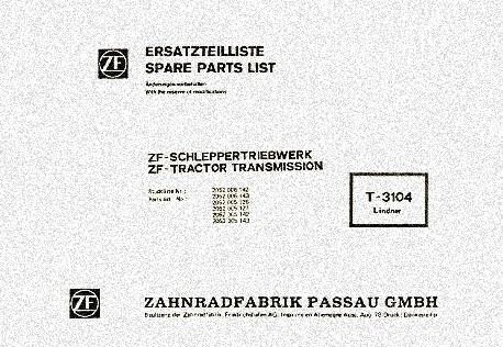 ZF T 3104, Schleppergetriebe für Lindner Traktor, Ersatzteilkatalog