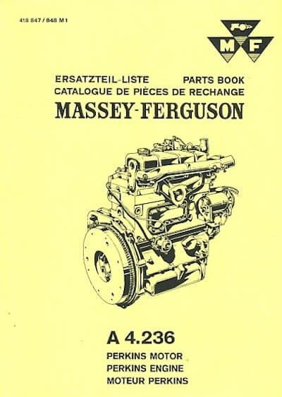 Massey-Ferguson mit 4-Zylinder Perkins Diesel-Motor A 4.236, eingebaut in Mähdrescher MF 87, MF 99 und MF 187