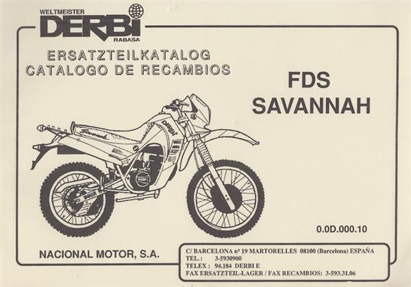 Derbi FDS Savannah, Ersatzteilkatalog