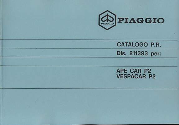 Vespa Piaggio Ape Car P2, Vespacar P2 (AF3T, AF2T, AF1T), Ersatzteilkatalog