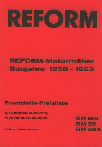 Reform RM 58, RM 58a, RM 158 Ersatzteilliste