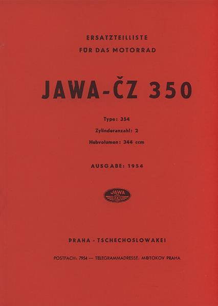 Jawa Motorrad CZ 350, Typ 354, Ersatzteilkatalog