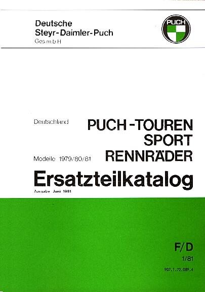 Puch Touren-, Sport- und Rennräder, Ersatzteilkatalog