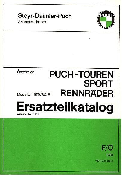 Puch Touren-, Sport- und Rennräder, Ersatzteilkatalog, Original, neu