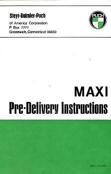 Puch Moped Maxi Pre Delivery Instruction
