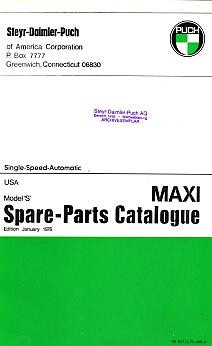 Puch Moped Maxi "S", Progress (USA), single-speed-automatic, spare-parts-catalogue