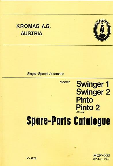 Puch Moped Kromag JC Penney (USA) Swinger 1 and 2, Pinto and Pinto 2 Spare-Parts-Catalogue